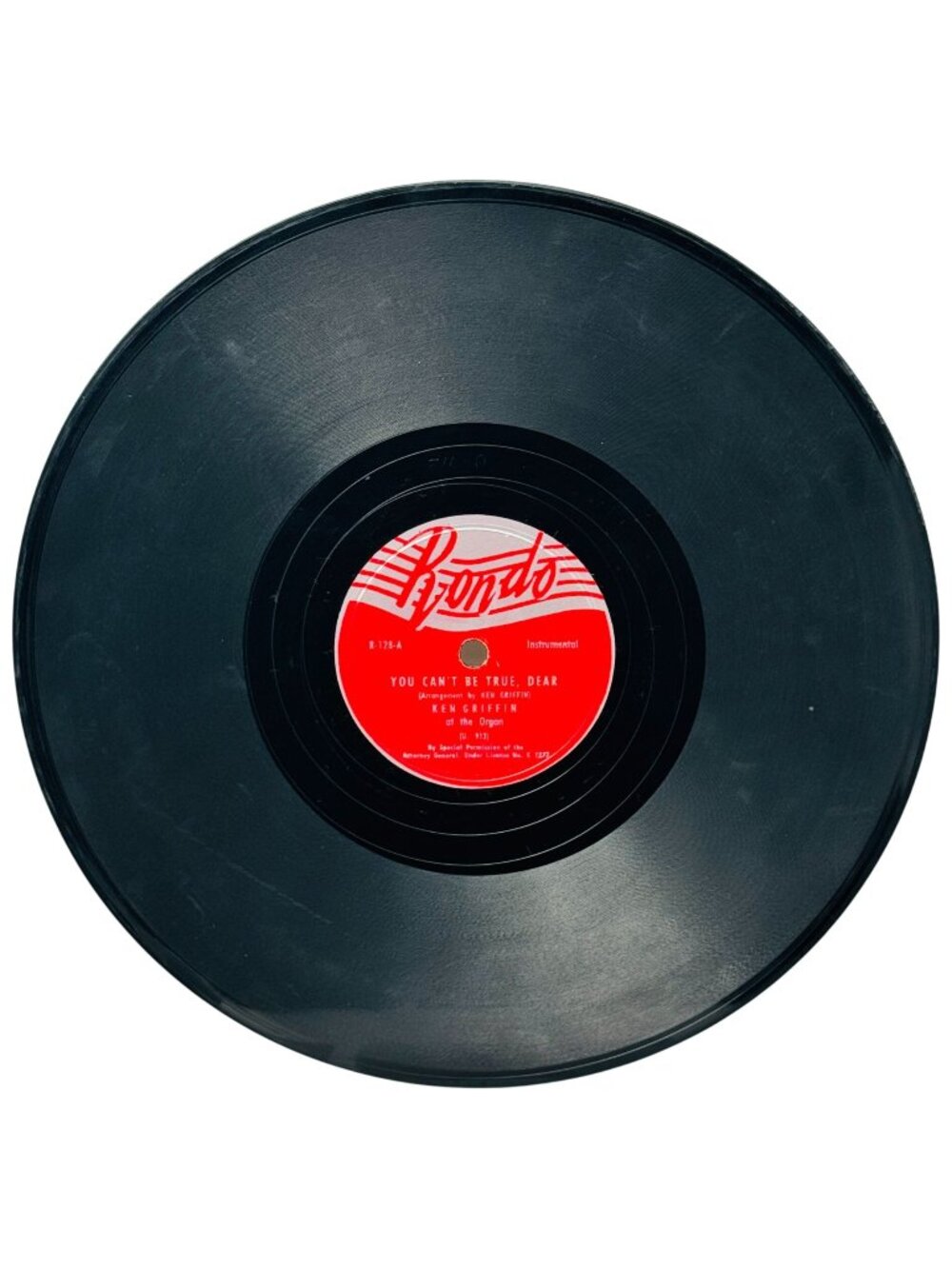 Ken Griffin You Cant Be True Dear 10in Shellac Record 78 RPM Rondo R-128